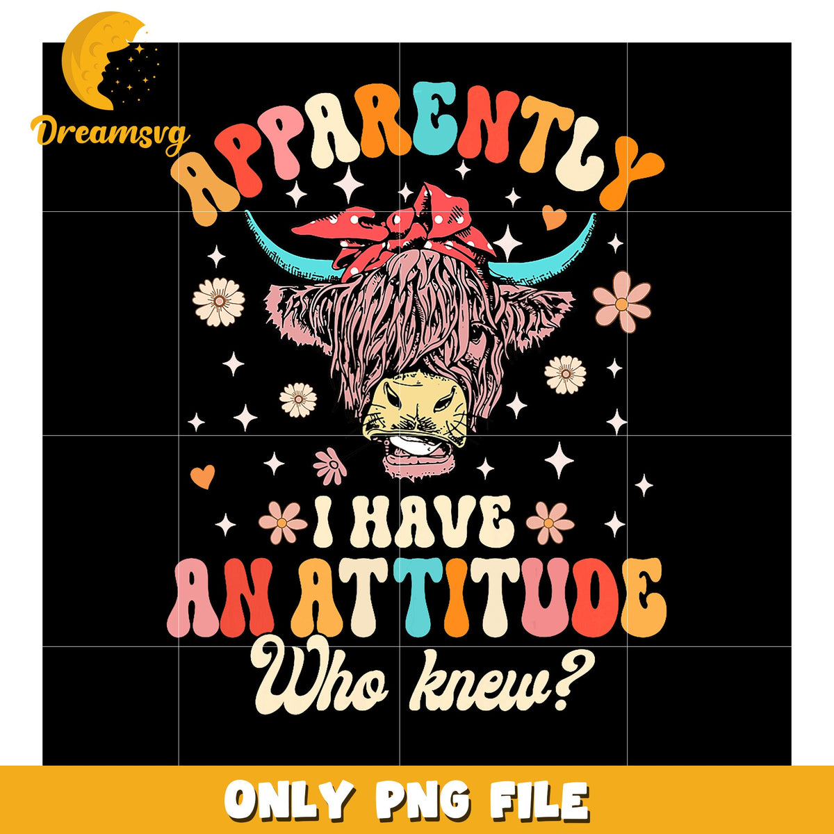Highland Cow Attitude PNG Design