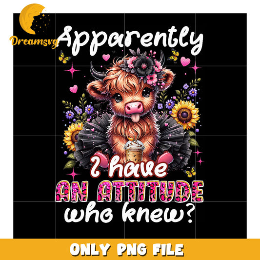Highland Cow Attitude PNG Sublimation Design