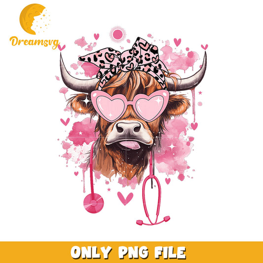 Highland Cow Doctor PNG Sublimation Design