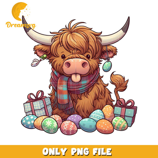 Highland Cow Easter PNG Clipart