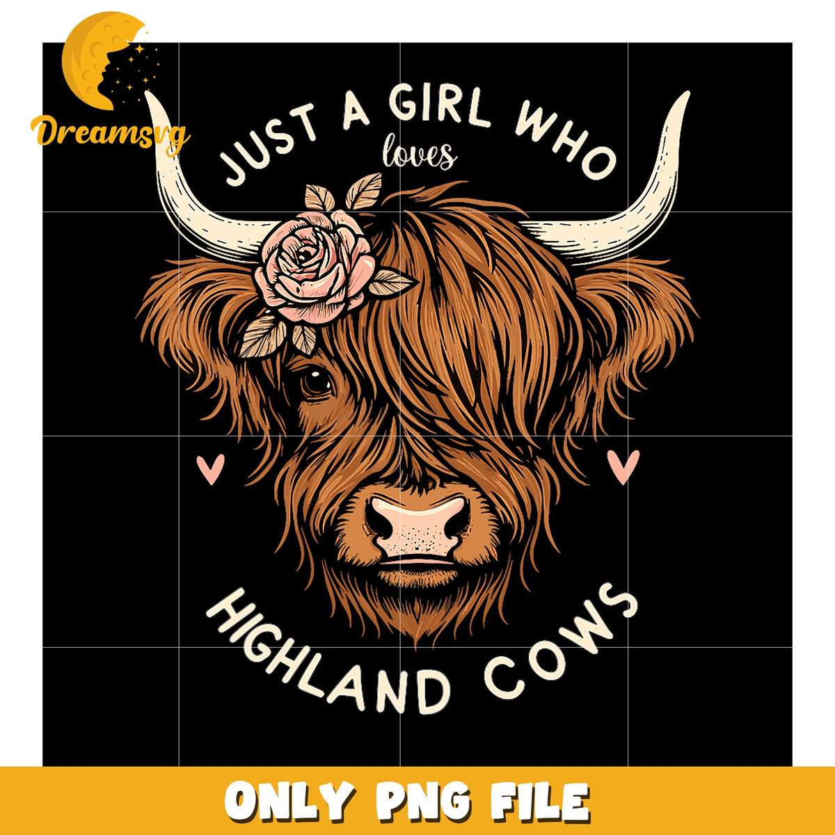 Highland Cow PNG Girl Loves Cows Design