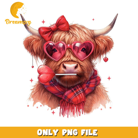 Highland Cow Valentines PNG
