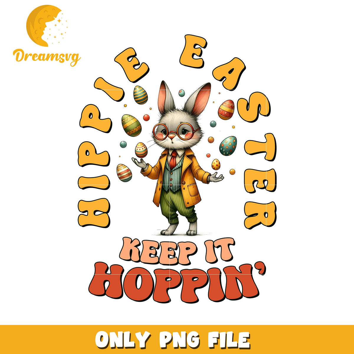 Hippie Easter Bunny PNG Keep It Hoppin'