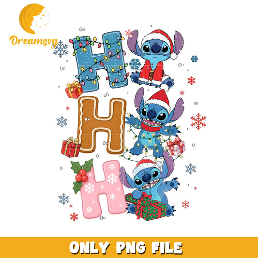 Hohoho stitch png, white christmas png, cartoon png