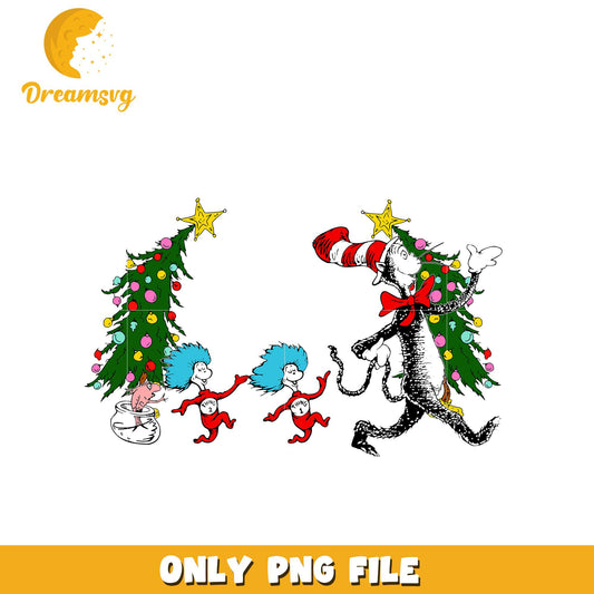 Holiday Spirit PNG with Whimsical Characters Design