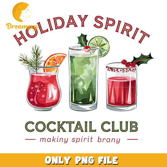 Holiday spirit coctail club png, coctail png, christmas png