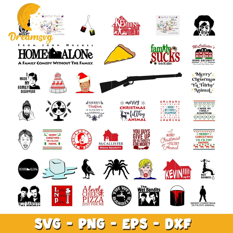 Merry christmas ya filthy animals logo bundle svg, home alone svg