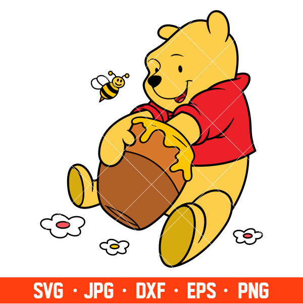 Honey Pooh Bear Svg, Free Svg, Daily Freebies Svg, Cricut, Silhouette Vector Cut File