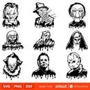 Horror Characters Drip Svg Bundle, Instant Download, Bundle For Cricut, Silhouette Vector SVG PNG DXF Cut File
