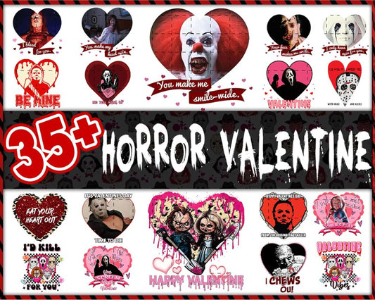 35+ Horror Valentine PNG Bundle, Valentine Horror Movie Png, Valentine's horror characters Png, Instant Download
