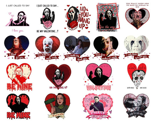 35+ Horror Valentine PNG Bundle, Valentine Horror Movie Png, Valentine's horror characters Png, Instant Download