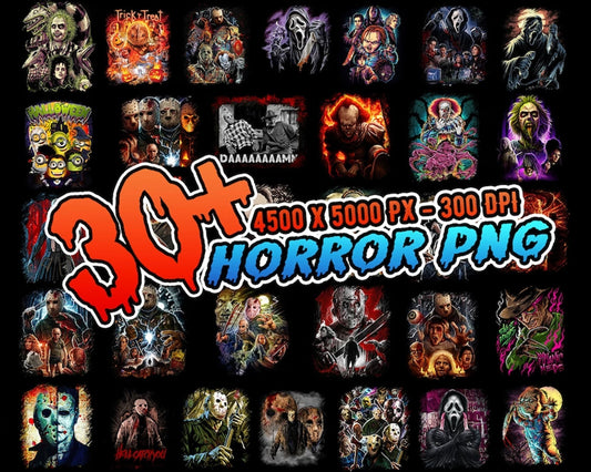 Horror Characters 30+ Designs Png Clipart Bundle, Horror Png Bundle, Halloween PNG