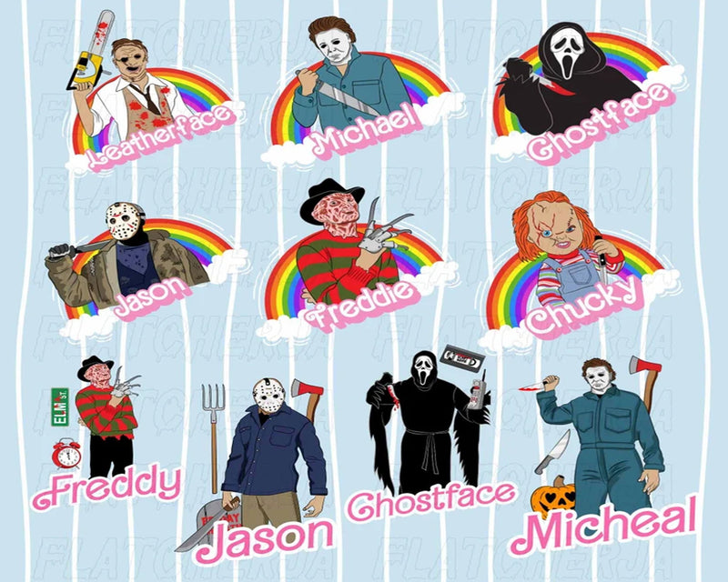 Horror Dolls PNG Set Bundle, Horror Characters PNG, Horror Characters Bundle