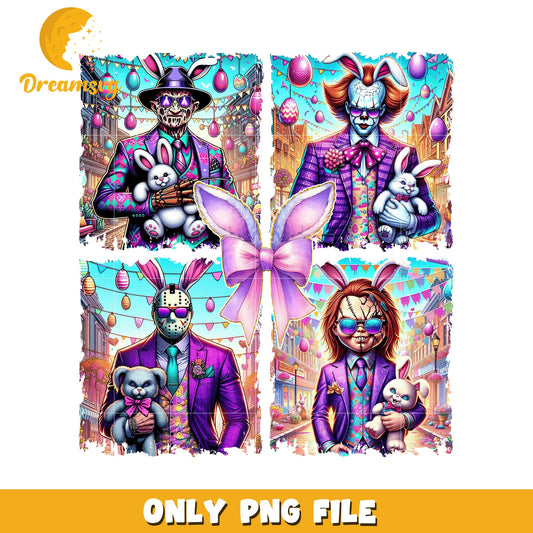 Horror Easter Bunny PNG Freddy, Chucky, Jason