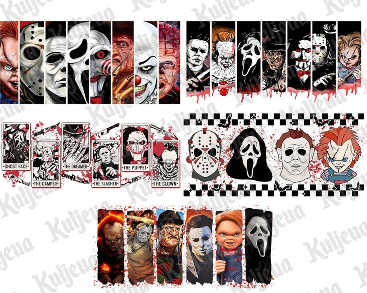 Horror Killer 16oz Libbey Can Glass Bundle, Horror 16oz Glass Can Wrap, Instant Download