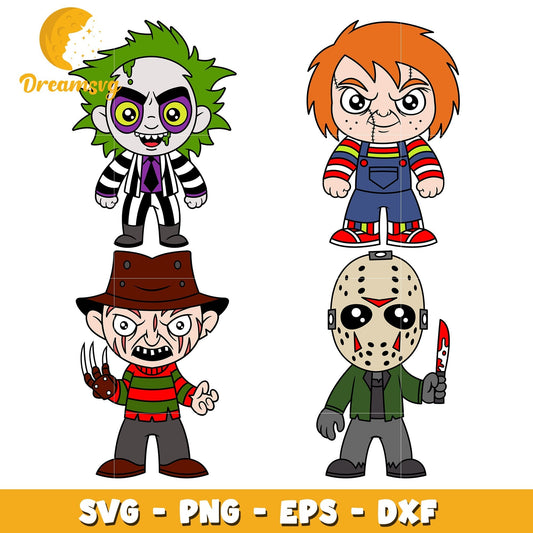 Horror Movie characters chibi bundle svg, Horror characters svg