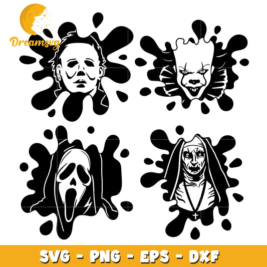 Horror Movie characters blood bundle svg, top horror movies svg