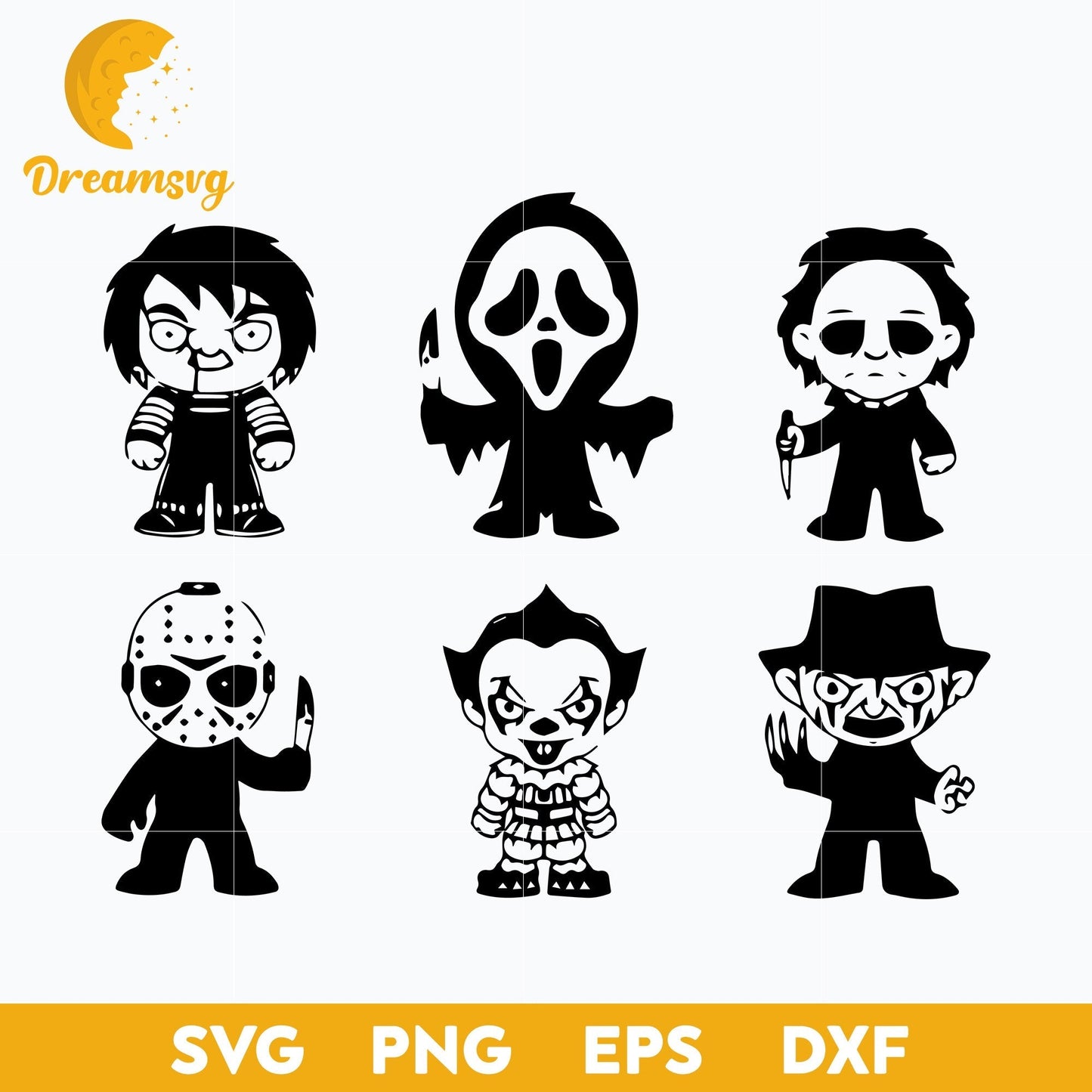 Horror Movie Characters Bundle svg, Halloween svg, png, dxf, eps digital file.