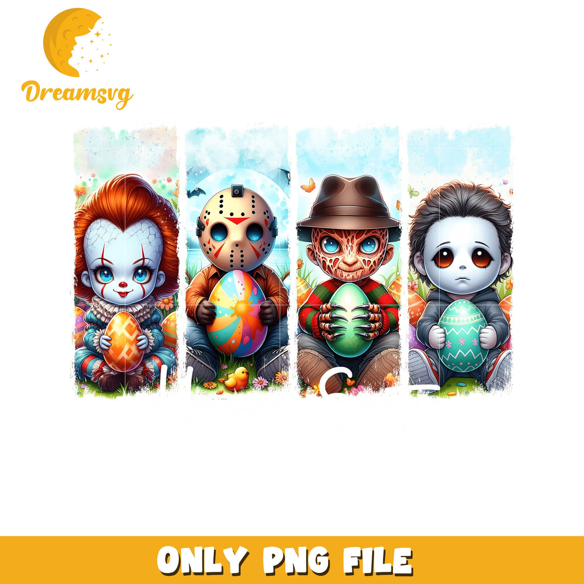 Horror Movie Easter PNG Pennywise, Jason, Freddy, Michael
