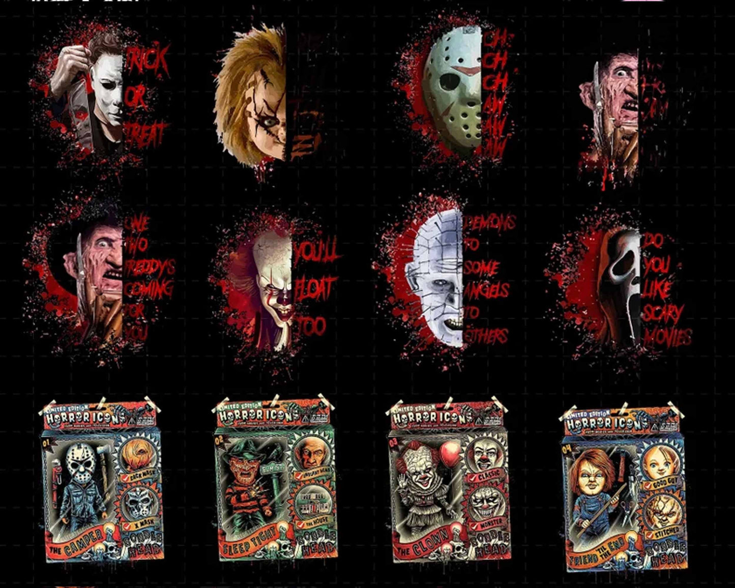 25+ Horror Movies Characters PNG Bundle, Halloween Bundle png files only, Digital download.