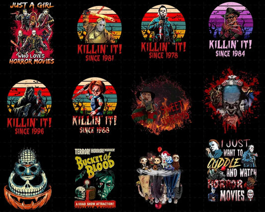 25+ Horror Movies Characters PNG Bundle, Halloween Bundle png files only, Digital download.