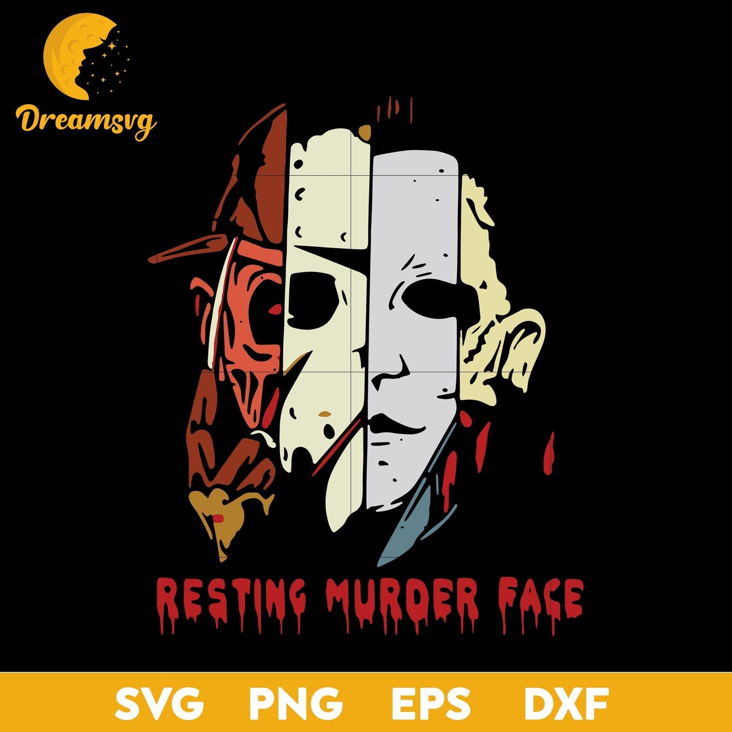 Horror Movies Resting Murder Face svg, Halloween svg, png, dxf, eps digital file.