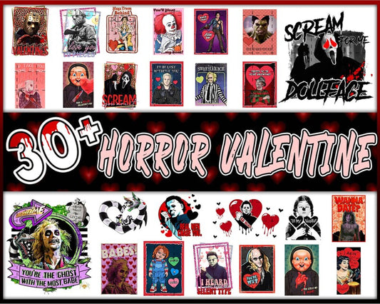 30+ Horror Valentine PNG Bundle, Valentine Horror Movie Png, Valentine's Day Png, Instant Download