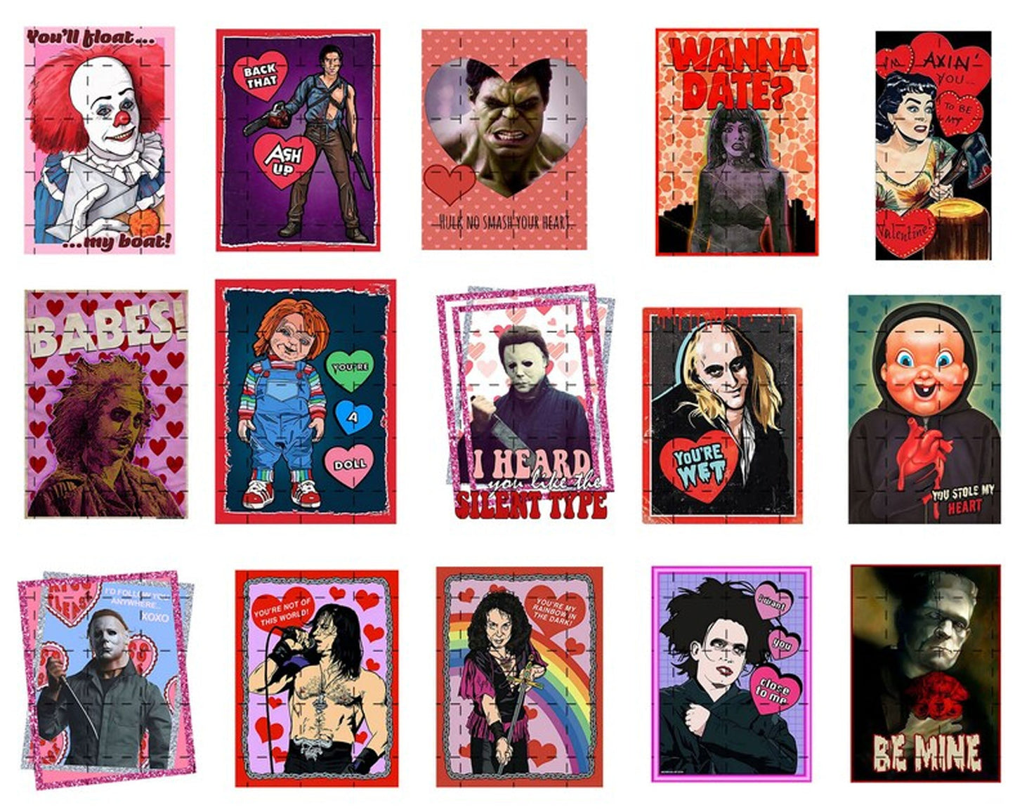 30+ Horror Valentine PNG Bundle, Valentine Horror Movie Png, Valentine's Day Png, Instant Download