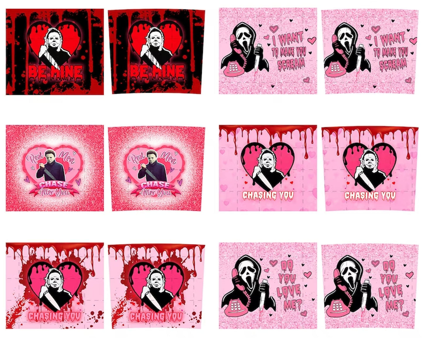 20+ Horror Valentine Tumbler Png Bundle, Valentine Ghost Face Png 20oz, Valentine Killer Movie Tumbler, 20 oz Skinny Tumbler Design