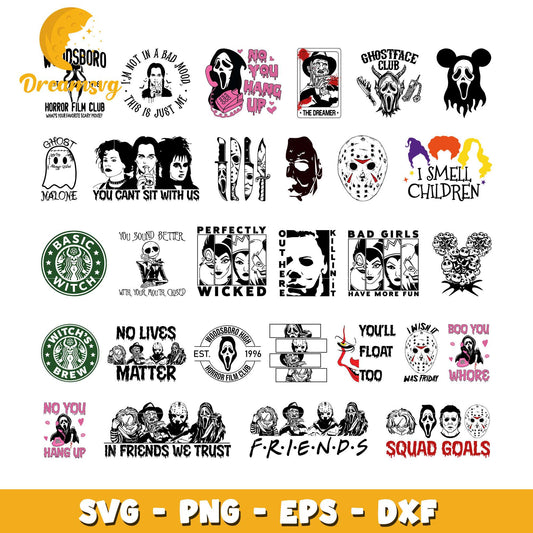 Horror movie friends logo bundle svg, horror movie characters svg