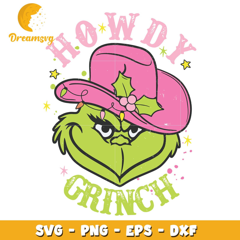 Howdy Grinch western cowboy svg, pink cowboy svg, Christmas svg