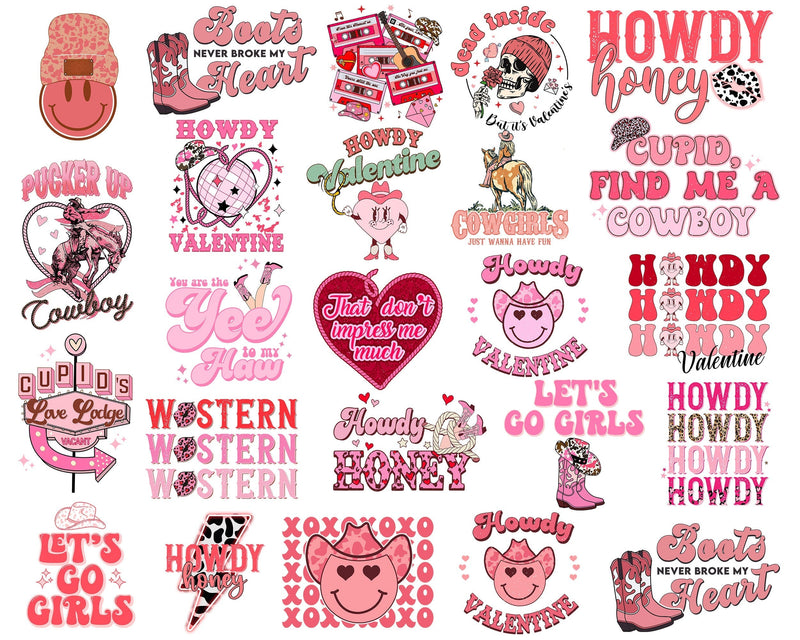 Version 2 - 22+ Howdy Valentine bundle, Valentine's day PNG, Valentine sublimation Design Digital Download