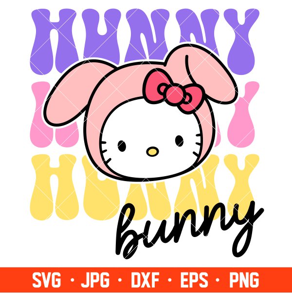 Hunny Bunny Kitty Svg, Easter Bunny Svg, Happy Easter Svg, Hello Kitty Svg, Cricut, Silhouette Vector Cut File