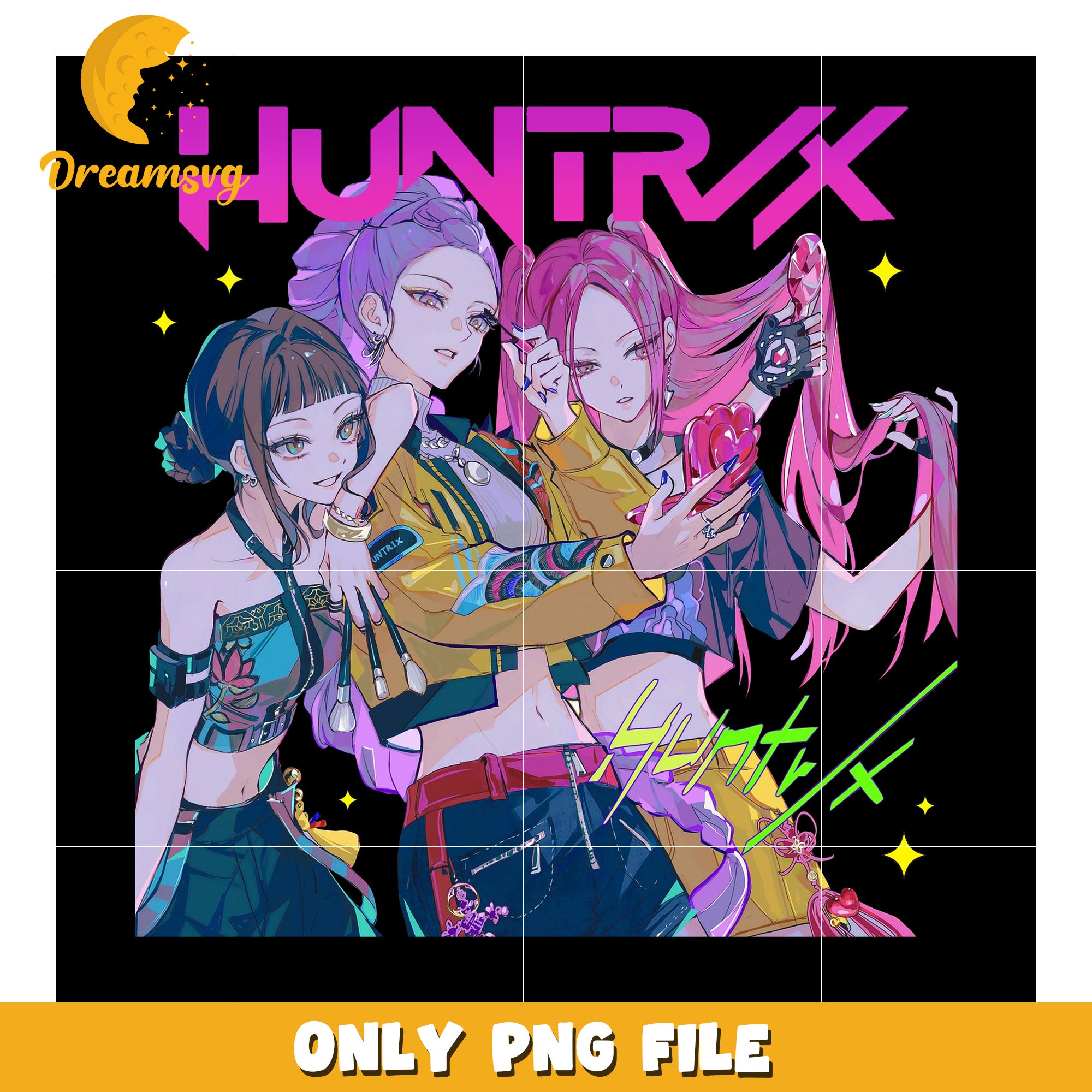 Huntrix logo design png, kpop band manhwa png, huntrix png – Printy Studio