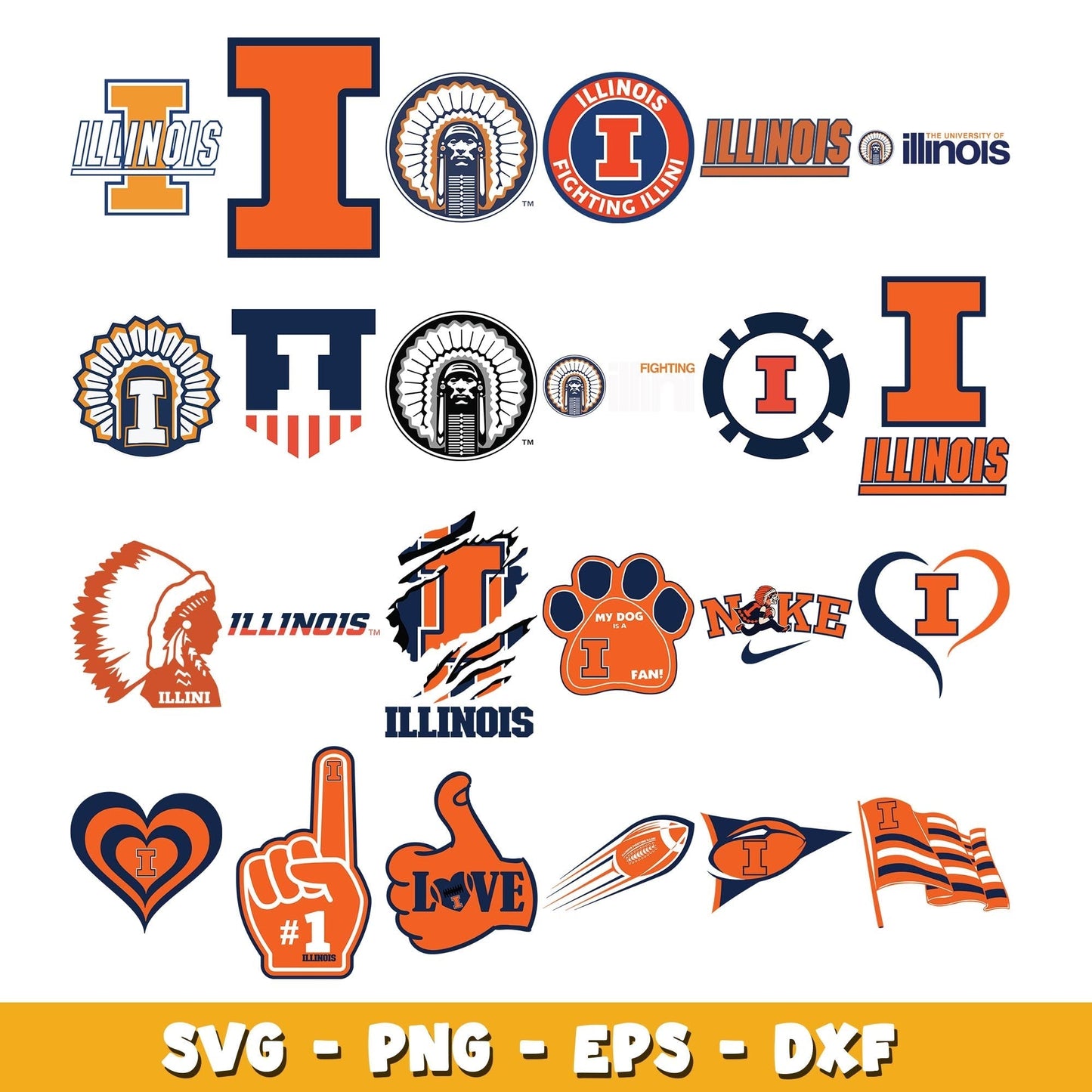 Illinois Fighting Bundle svg, Illinois Fighting logo svg, ncaa svg