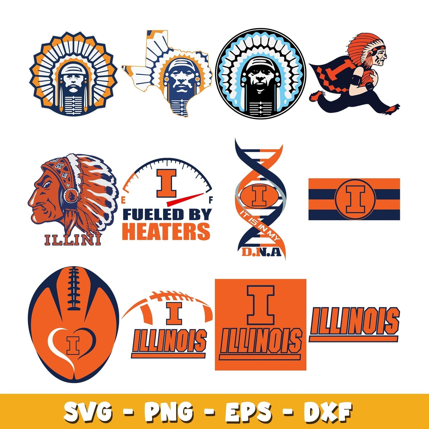 illinois fighting illini Bundle svg, illinois fighting logo svg, ncaa svg