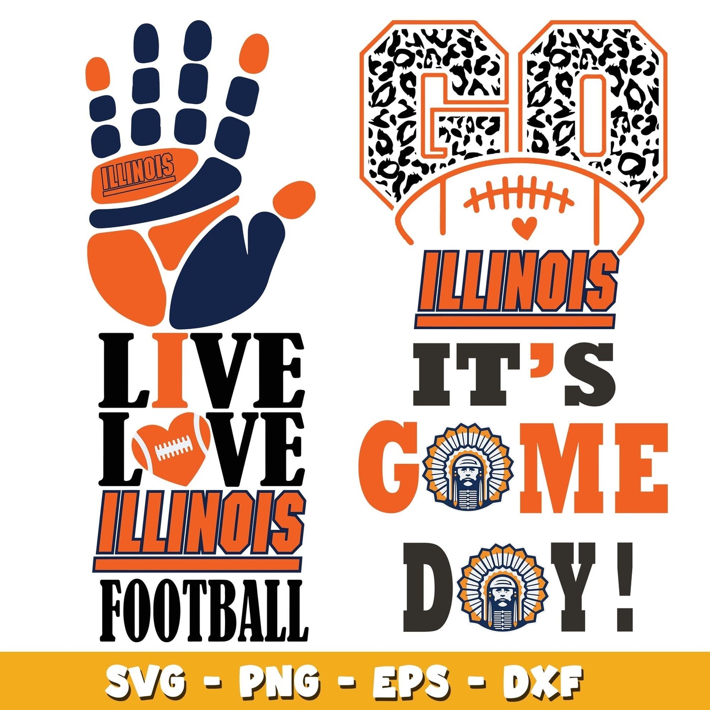 Illinois Fighting Illini football Bundle svg, illinois fighting logo svg, ncaa svg