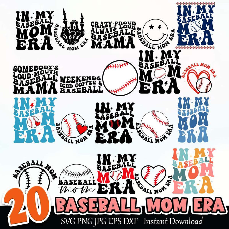 Baseball Mom Era SVG PNG JPG EPS DXF Bundle Instant Download