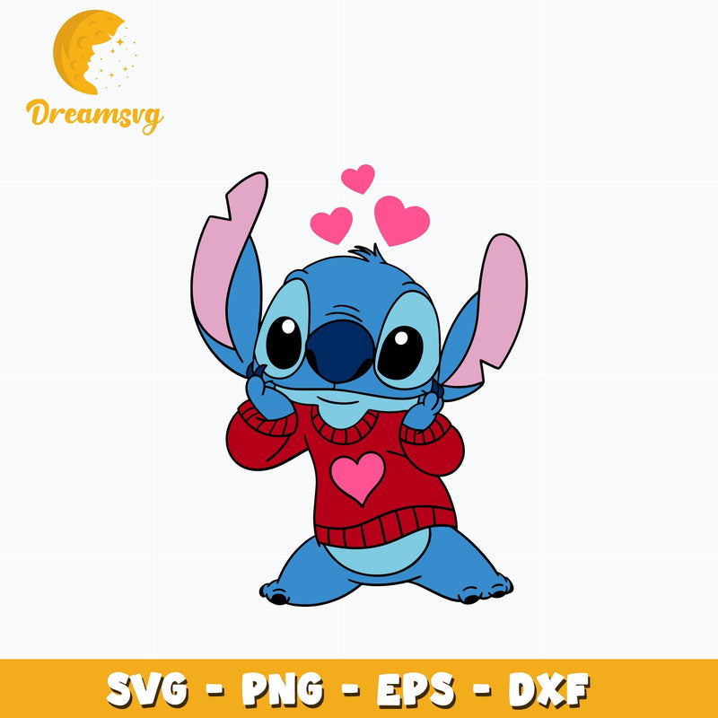 Stitch Love Valentines Day Svg