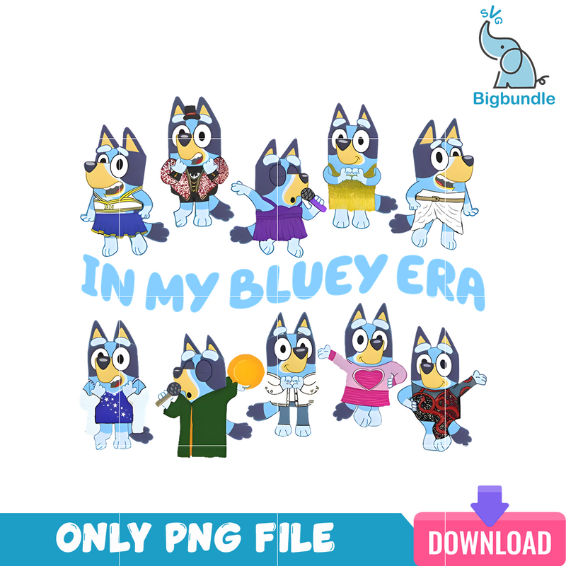 In My Bluey Era Characters PNG