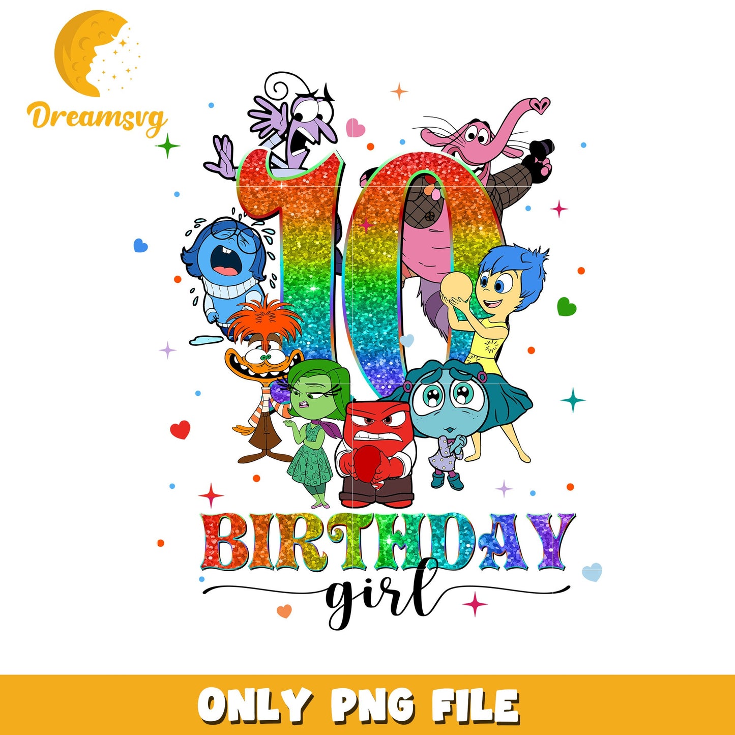 Inside Out 10th Birthday Girl PNG