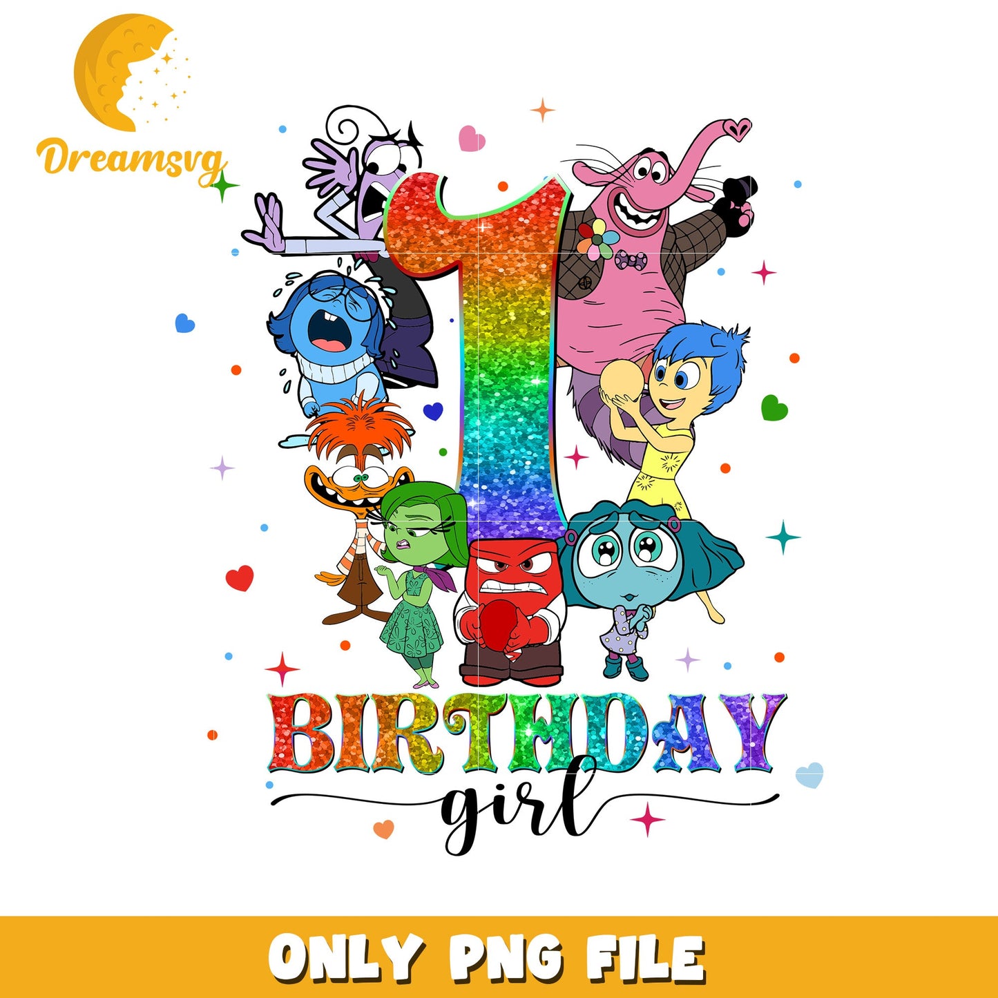 Inside Out 1st Birthday Girl PNG