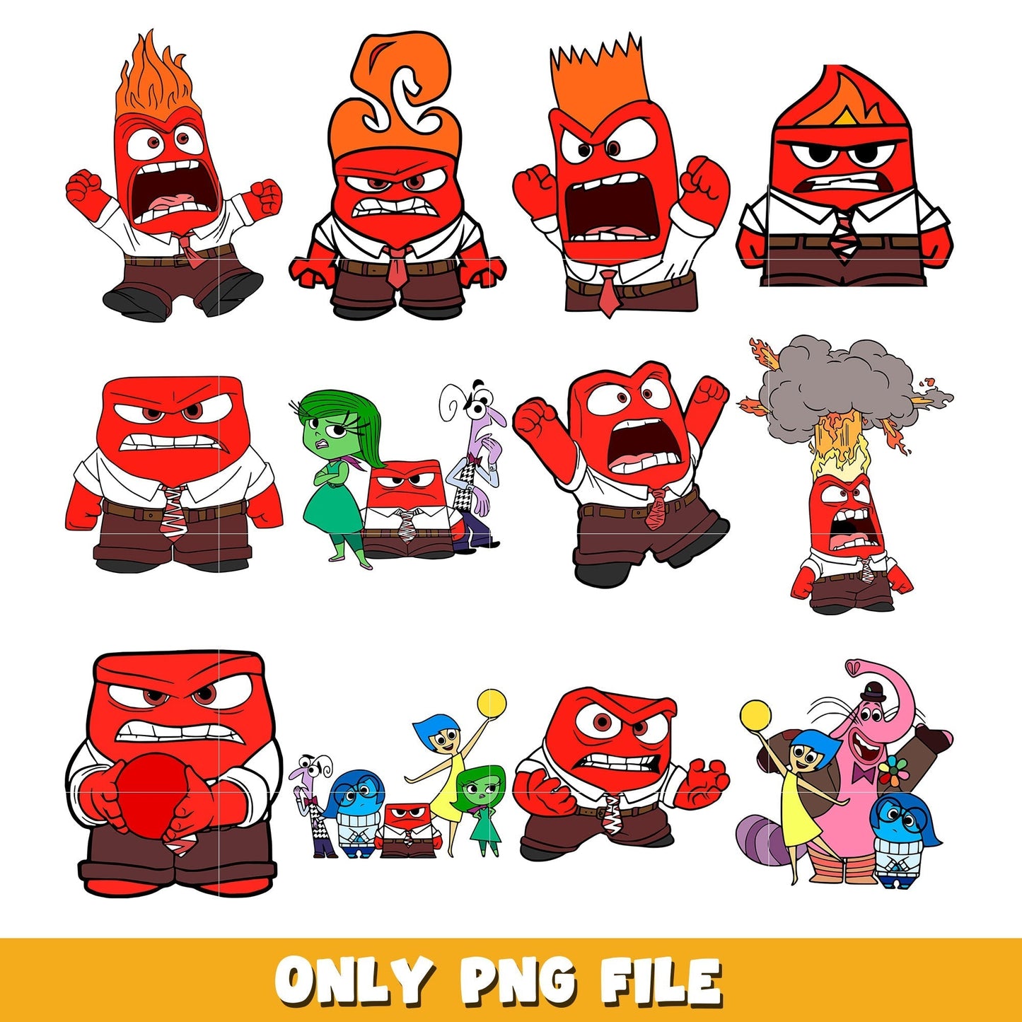 Disney Anger friends Inside out 2 bundle png, Inside out 2  png, Disney cartoon png, Digital download