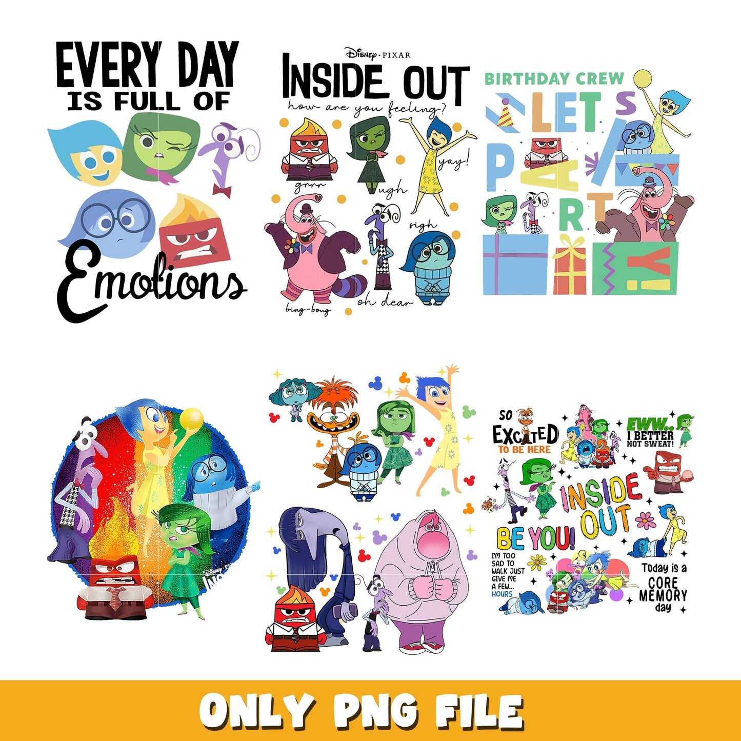 Disney Inside Out 2 Characters bundle png, Inside Out 2 png, Disney cartoon png, Digital download