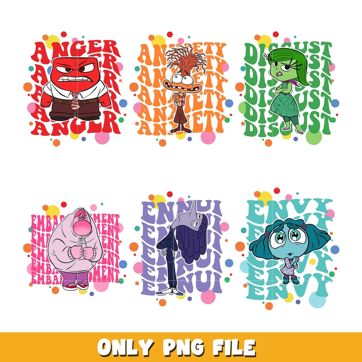 Inside Out Characters bundle png, Inside Out 2 png, Disney cartoon png, Digital download