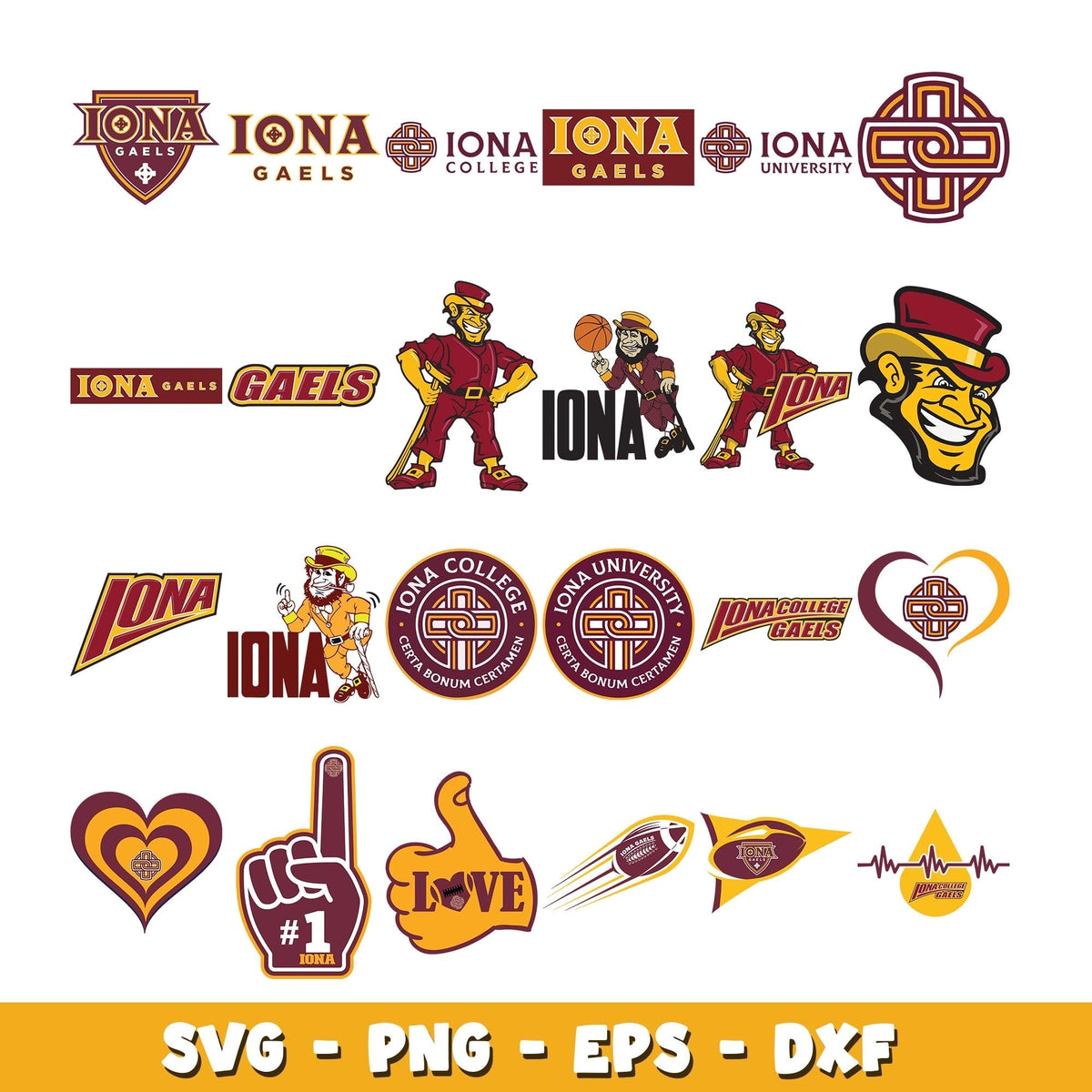 iona gaels Bundle svg,  iona gaels logo svg, ncaa svg