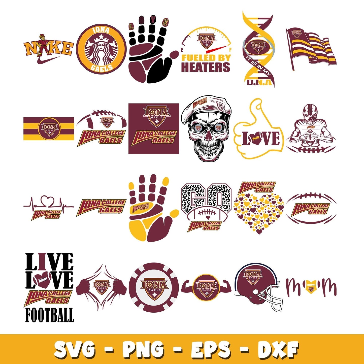 Iona Gaels  Football Bundle svg,  Iona Gaels logo svg, ncaa svg