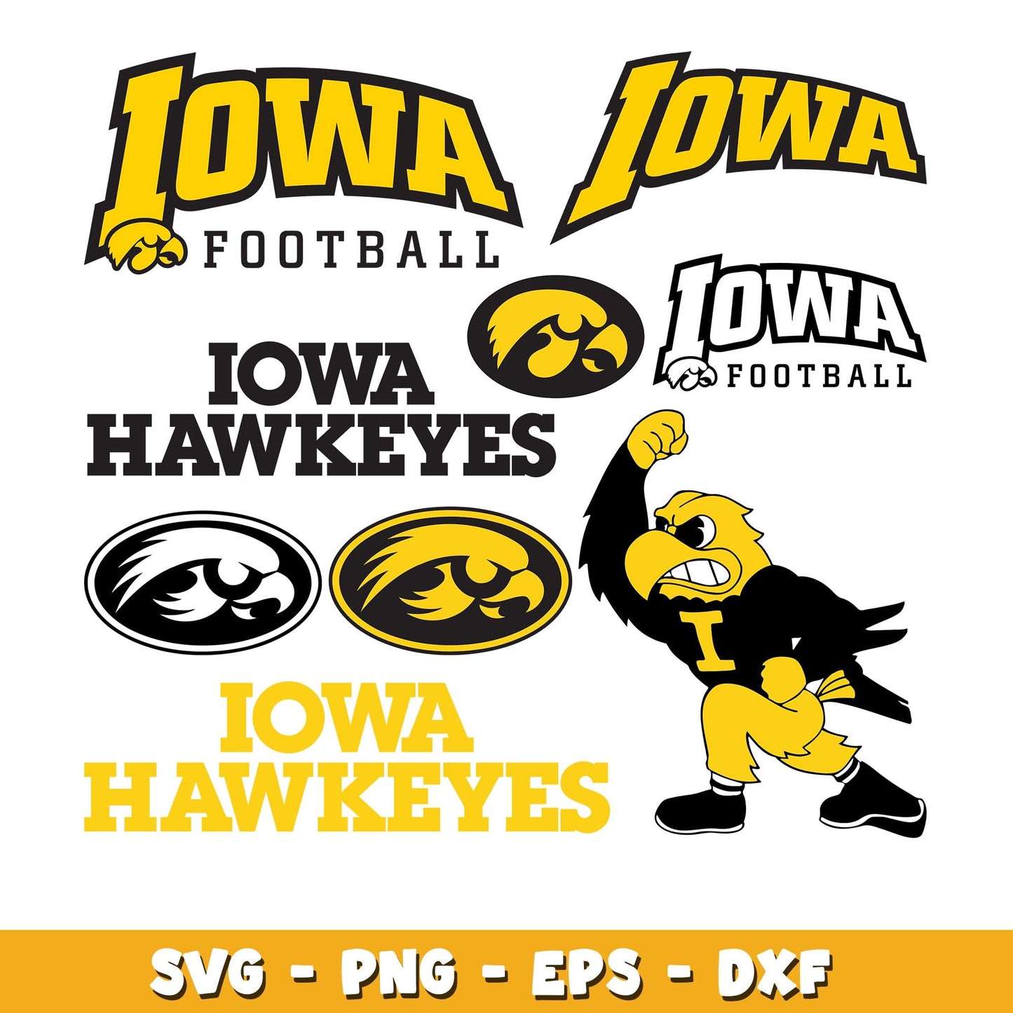 Iowa Hawkeyes Tiger Bundle svg, Iowa Hawkeyes logo svg, ncaa svg