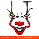 It Pennywise Face Svg, Dancing Clown Svg, Halloween Svg, Horror Movie Svg, Cricut, Silhouette Vector Cut File
