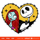 Jack &amp; Sally Heart Svg, Nightmare Before Christmas Svg, Halloween Svg, Horror Movie Svg, Cricut, Silhouette Vector Cut File